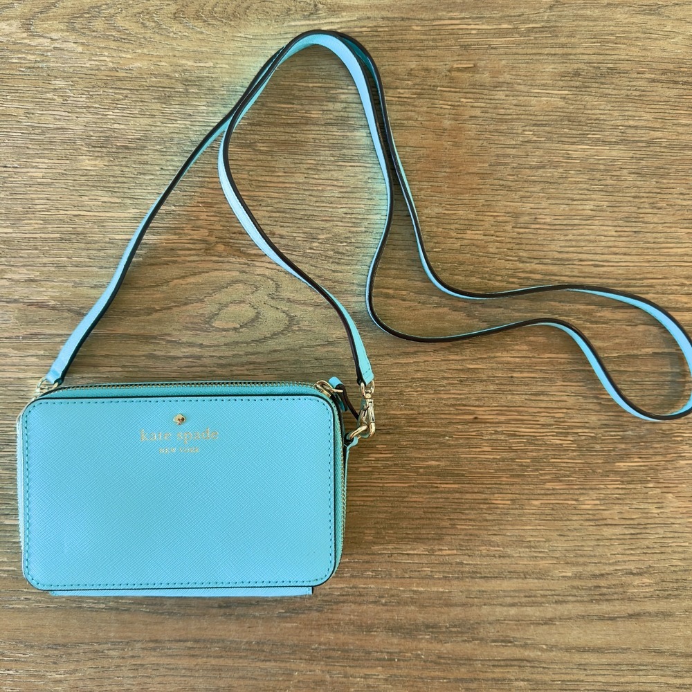 Kate Spade Sienna Turquoise Blue Refined Grain Leather-Crossbody Bag-Style KC469
